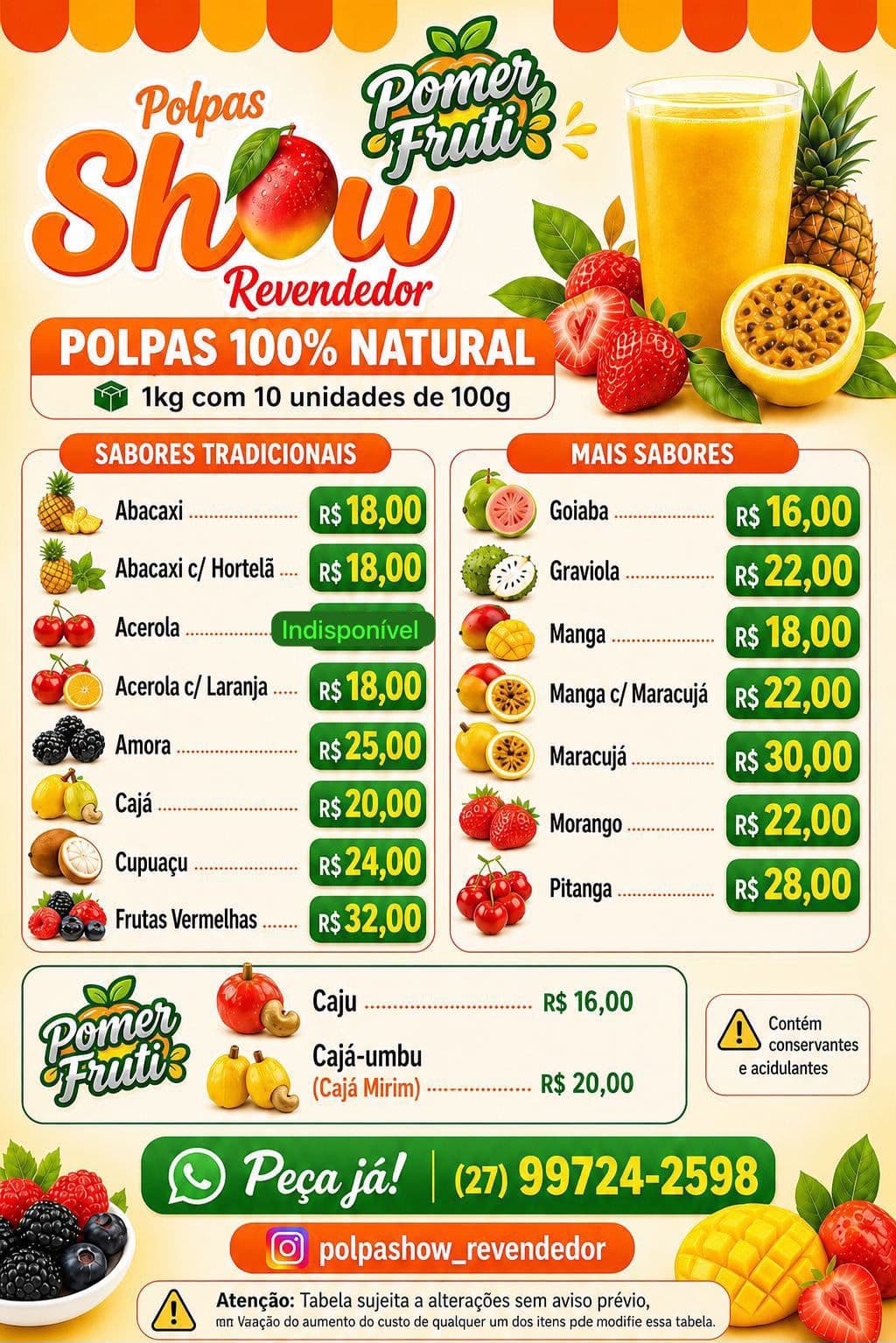 📢 *AMANHÃ TEM ENTREGAS EM GUARAPARI!*🍓🥭🍍