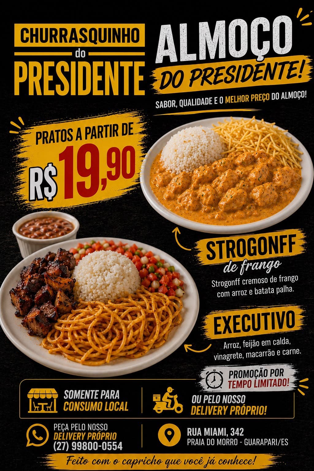 Promoção por tempo limitado — almoço a partir de R$ 19,90