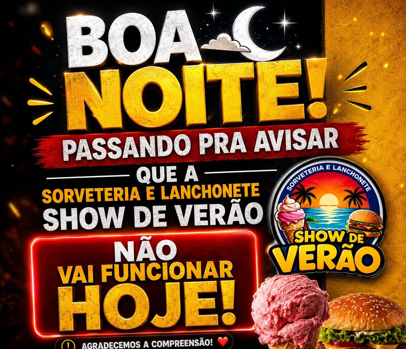 Agradeço a compreensão de todos vcs