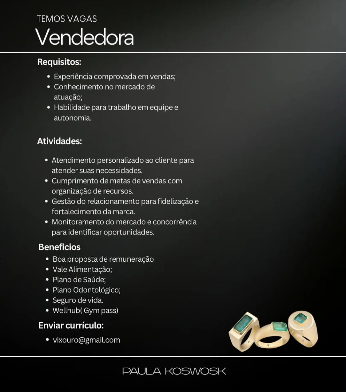 Vagas de empregos disponíveis.