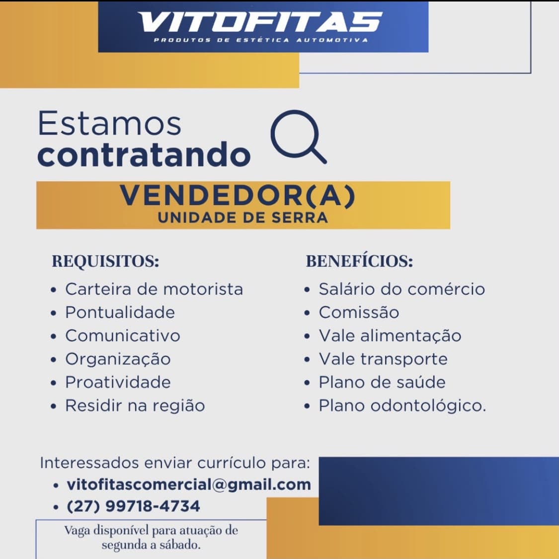 Vagas de empregos disponíveis.