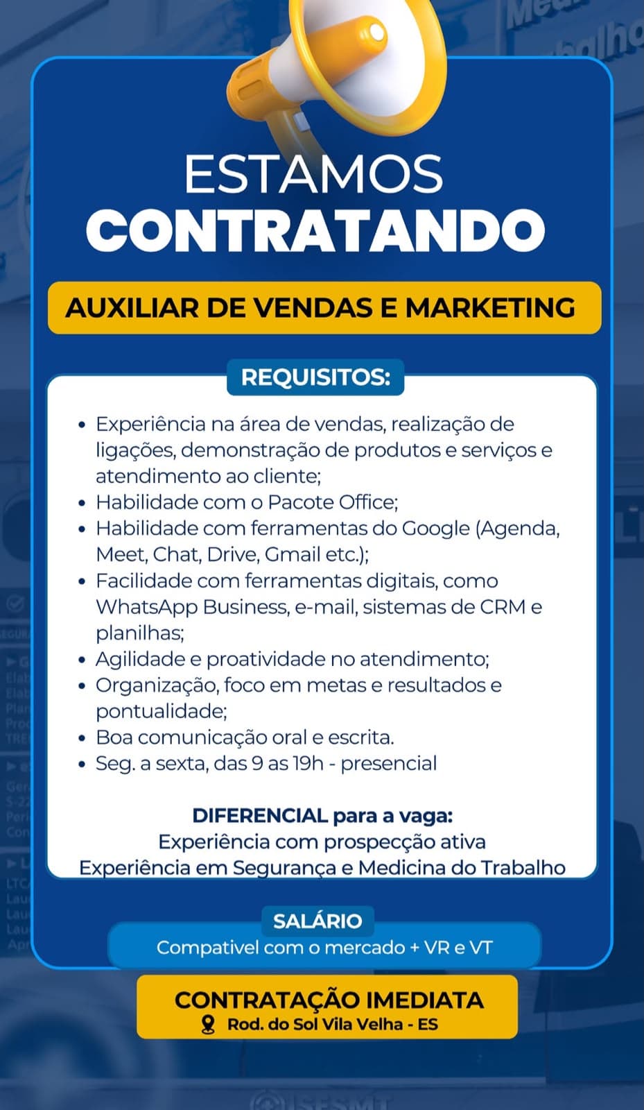 Vagas de empregos disponíveis.
