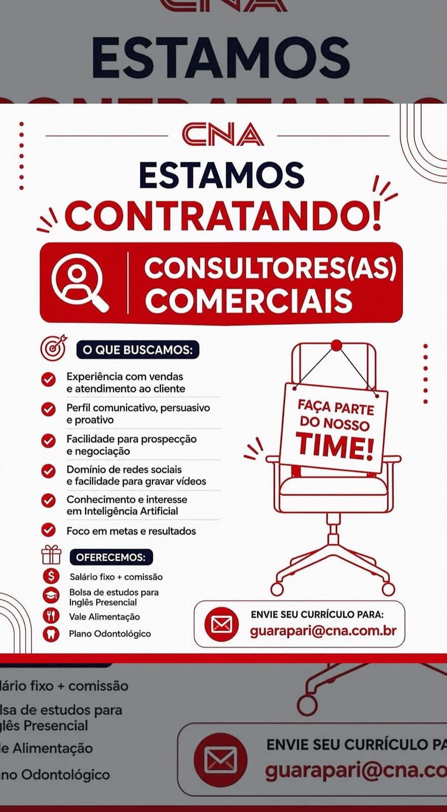 Vagas de empregos disponíveis.