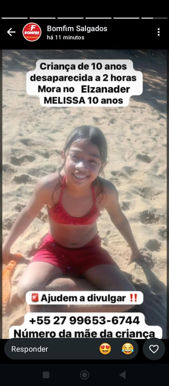 Vó uma amiga minha de desaparecida vó eu tô aqui quase chorando 😭☹️🥺