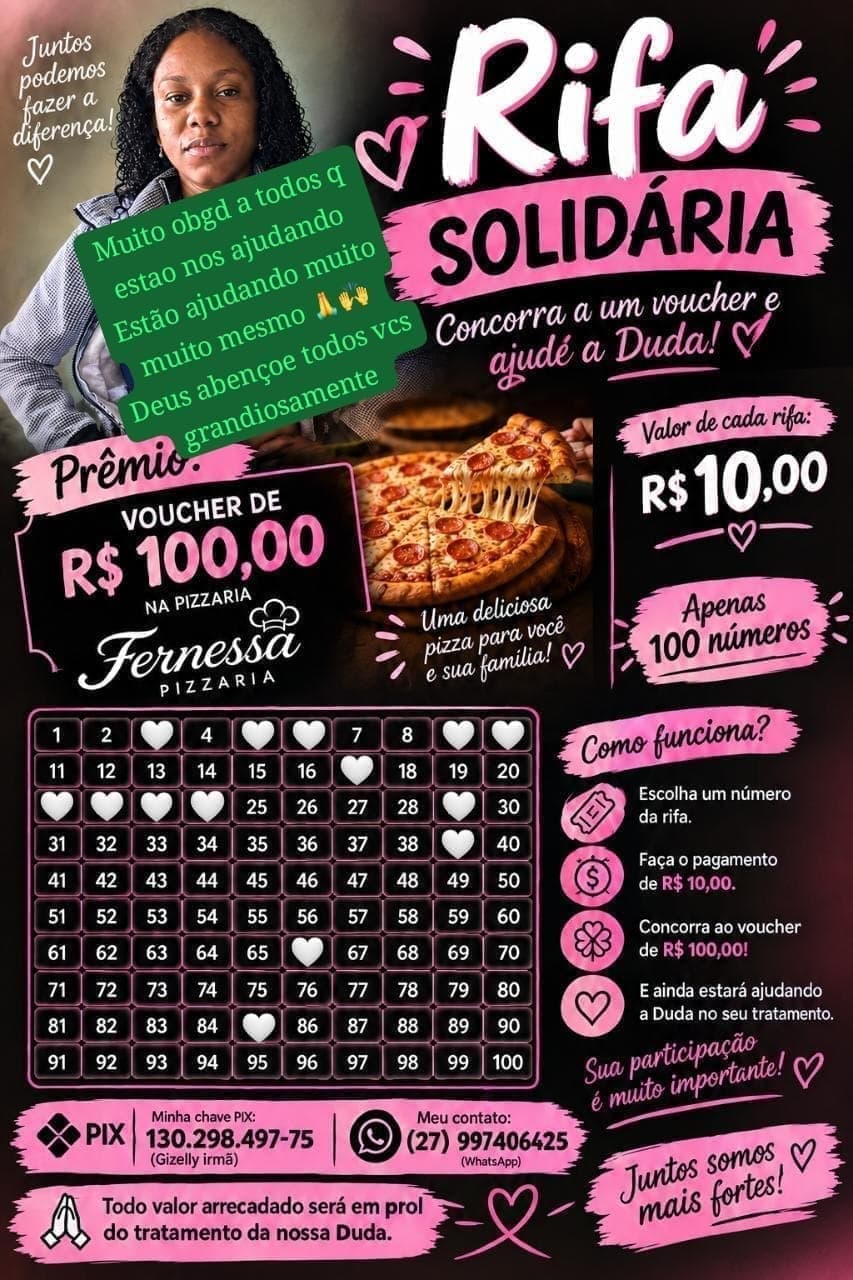 Estou fazendo uma rifa solidária e um pix solidário