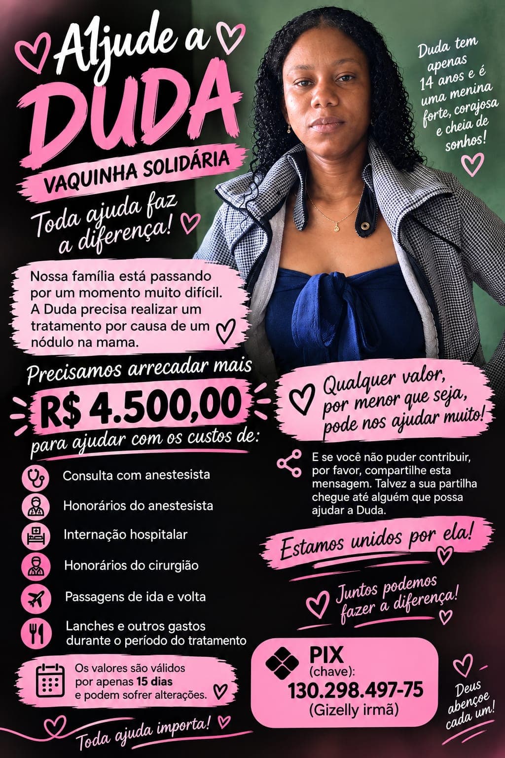 Estou fazendo uma rifa solidária e um pix solidário